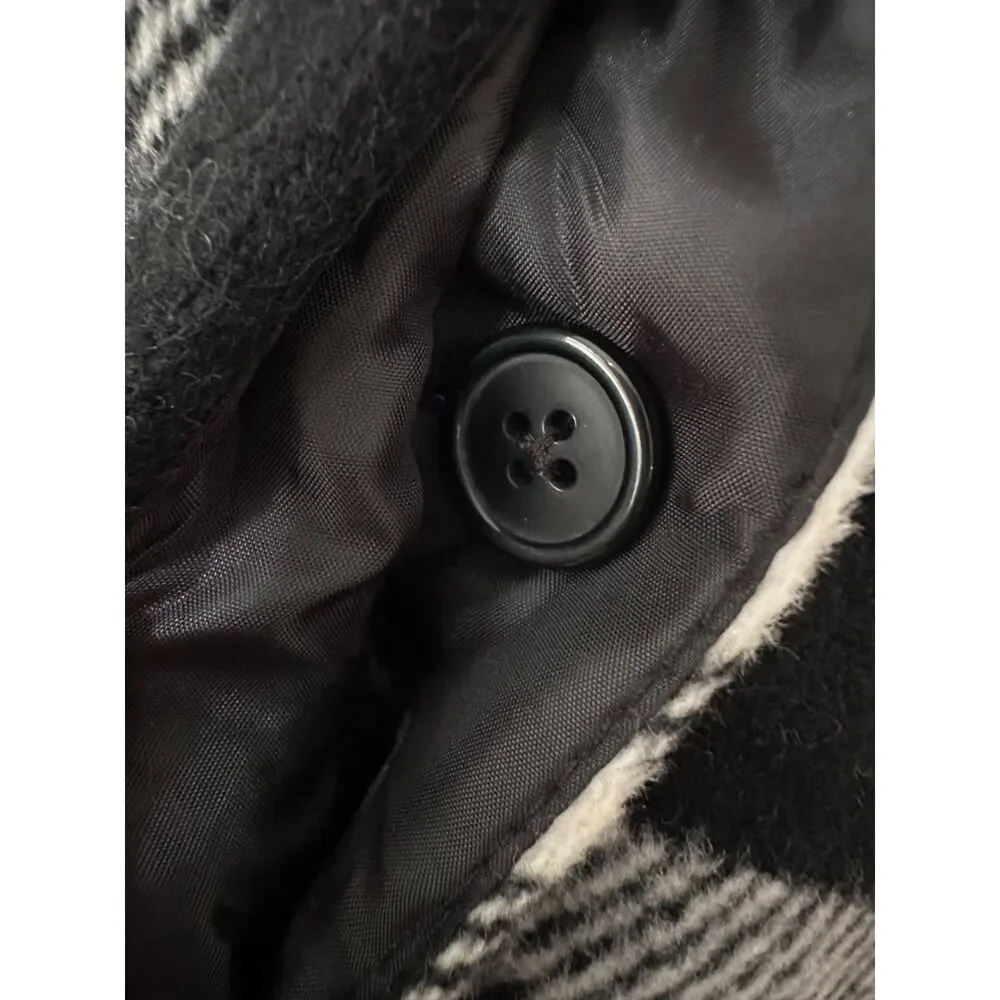 Mossimo Supply Co. Black and White Plaid Hooded Wrap Coat with Belt size M - Picture 7 of 10